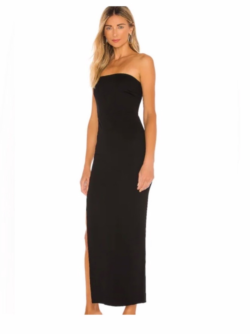 NBD Strapless Black Dress with Side Slit